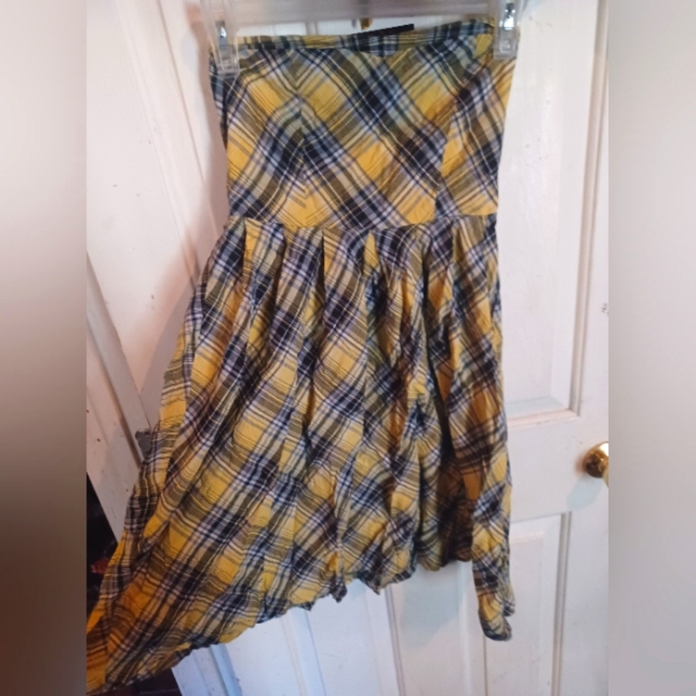 Yellow Plaid Skater Dress
